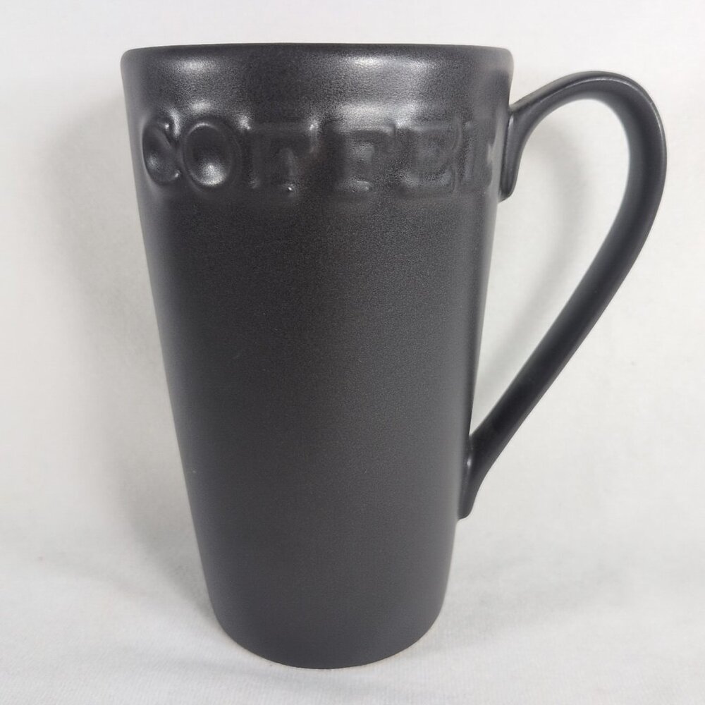 Primagera Coffee Mug Cup Gray Grey Black Raised COFFEE Mug Portugal 6" Tall